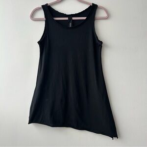 PAL OFFNER Asymmetrical and A-line Tank Top with raw edges in black